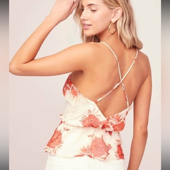 ASTR THE LABEL STRAPPY FLORAL CAMI ADJUSTABLE BACK CRISSCROSS STRAPS BLOUSE XS - Picture 1 of 6